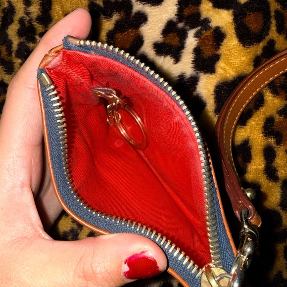 Dooney & Bourke Blue and Tan Monogram Wristlet - Picture 4 of 4